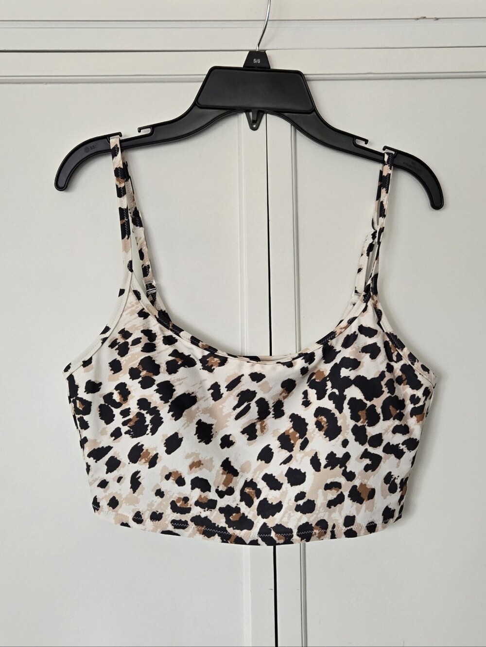 Aerie Long Line Leopard Print Bikini Top - Beige/Black